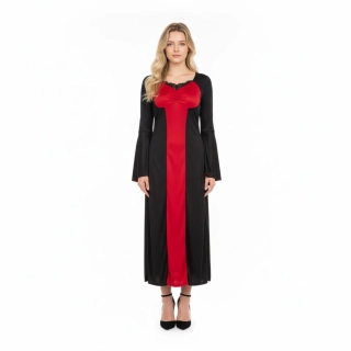 Dámský kostým vampírka dlouhé šaty s kapucí ph5486