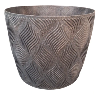 Květináč Form Wood šedý – dekor dřeva, moderní obal na květiny 17 cm