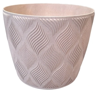 Květináč Form Wood béžový – dekor dřeva, moderní obal na květiny 13 cm