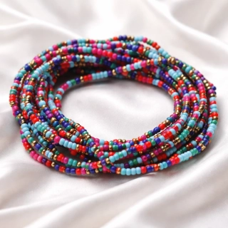 Pružné korálkové náramky multicolor – sada 12 ks