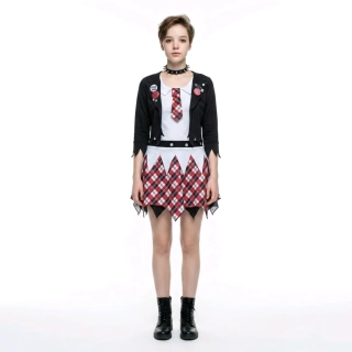 Dětský kostým Punk Zombie školačka ph5575