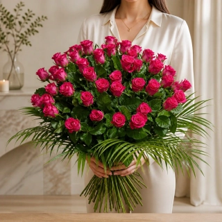 Luxusní kytice z růžových růží ph5699